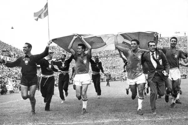 Historical representation of Brazil's kit at Sweden 1958